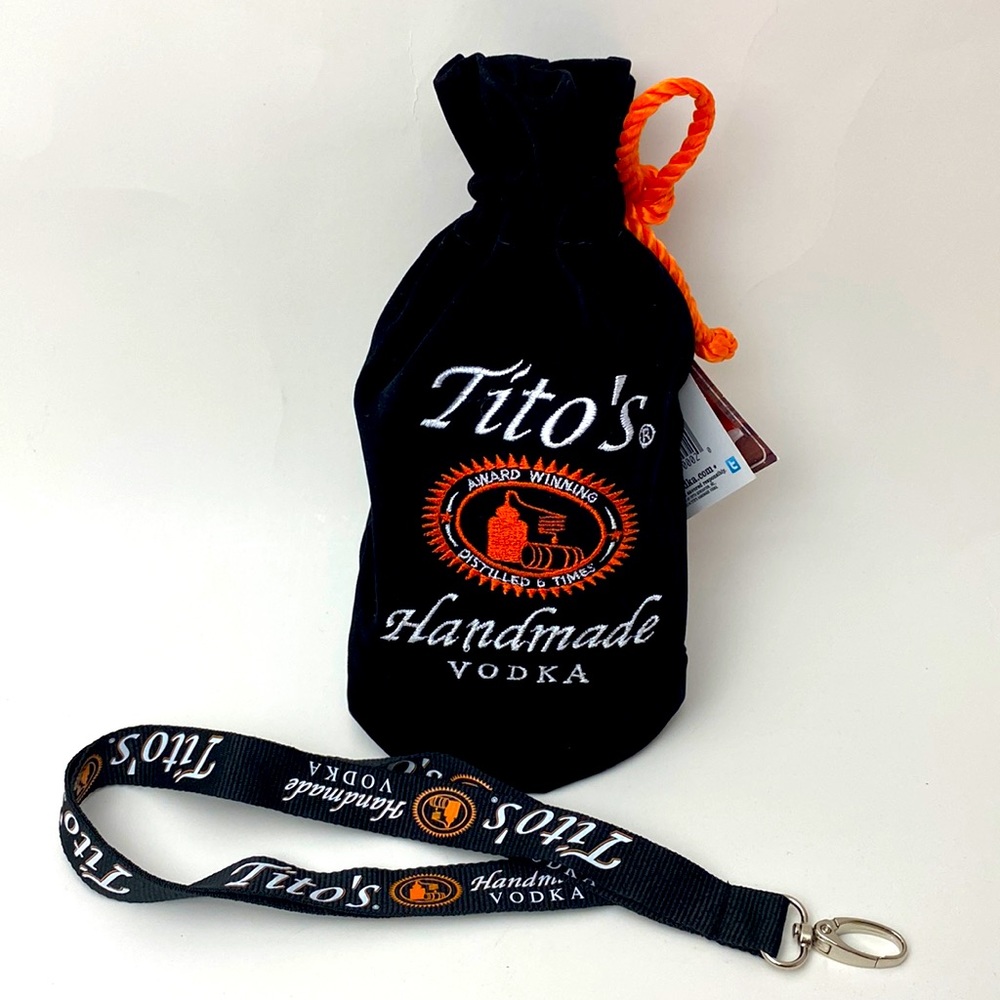 Tito’s Handmade Vodka set - drawstring pouch and lanyard set - NEW!